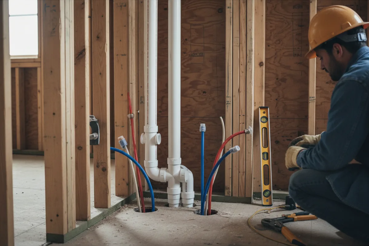 Drain and supply rough-in during Garbage Disposal Repair in Bryn Athyn